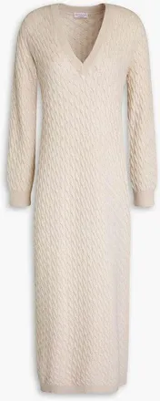Brunello Cucinelli Beige Wool Silk Knit Dress, Size X-Small