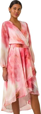 Roman Womens Ruffle Shimmer Midi Dress - Orange - Size 18 UK