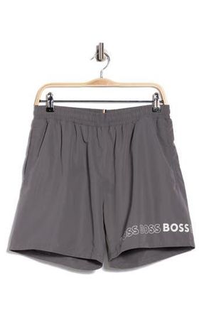 BOSS Recycled Polyester Dolphin Shorts in Dark Grey at Nordstrom Rack, Size Xx-Large