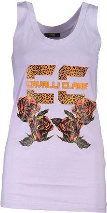 Cavalli Womens Graphic Print Tank Top - Lilac Cotton - Size X-Small