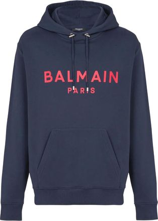 Balmain Felpa con cappuccio e logo - Blu