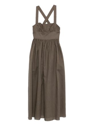 Matteau crossback maxi dress - women - Linen/Flax/Cotton - 3 - Brown