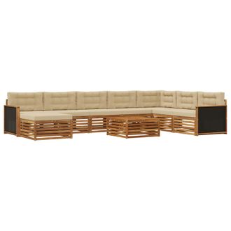 vidaXL Conjunto De Sof&aacute;s De Exterior 9 Uds. Natural Y Beige Vidaxl