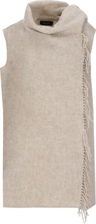 Fabiana Filippi Wool Gilet With Fringed Trims And Scarf Detail
