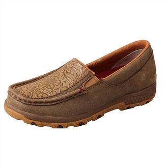 Twisted X Boots Womens Tooled Slip On Moccasins In Brown Floral