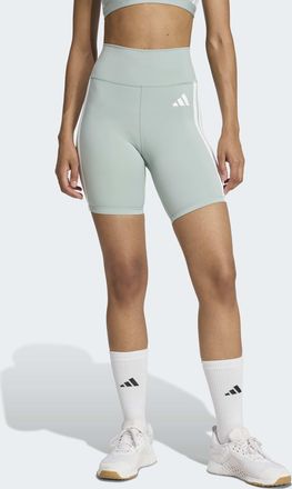 adidas Shorts ADIDAS PERFORMANCE OPTIME ESSENTIALS 3-STRIPES LEGGINGS, Damen, Gr. XXL, L&auml;nge 7, wonder sage, wei&szlig;, innenbeinl&auml;nge ca. 18 cm, Obermaterial: 85