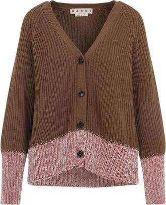 Marni Stijlvolle Gebreide Cardigan Sweater - Dames - Vesten - Bruin - S - Truien & Vesten