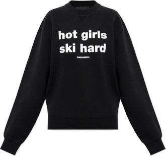 Dsquared2 Printed Sweatshirt - Dames - Sweatshirts - Zwart - M - Katoen - Hoodies & sweatvesten