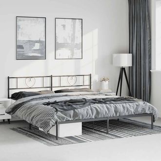 vidaXL Estructura Cama Sin Colch&oacute;n Con Cabecero Metal Negro 193x203 Cm Vidaxl