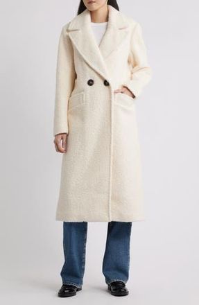 Bcbgmaxazria Double Breasted Boucl&eacute; Coat in Cream at Nordstrom Rack, Size X-Small
