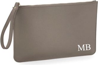 Generic Personalised Saffiano Leather Clutch Bag Zip Pouch (Taupe)