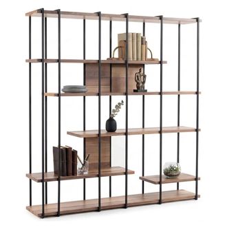 Dmora Estanter&iacute;a Calogero, Biblioteca 5 Estantes, Libre Inst., Divisor De Espacios, 170x35x180h Cm Marr&oacute;n Nogal