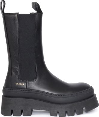 Copenhagen Black Chunky Lug-Sole Ankle Boots