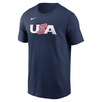 Nike Cal Raleigh USA Baseball 2026 World Baseball Classic Nike Mens T-Shirt in Blue | N19944BW3U-P9U