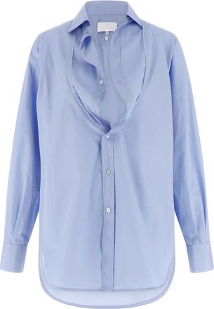 Maison Margiela Cotton Poplin Shirt - Dames - Overhemden - Blauw - XS - Katoen - Overhemden