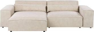 Beliani Modular Corner Sofa 2 Seater HELLNAR Velvet Light Beige Right Hand