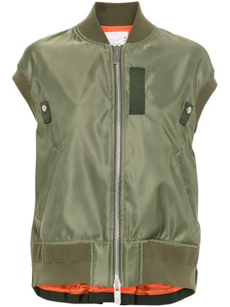 sacai Gilet met geplooid detail - Groen