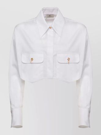 Elisabetta Franchi cropped cotton long-sleeve shirt