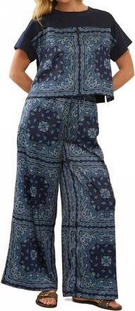 Skies Are Blue Clothing Bandana Print Pants In Navy
