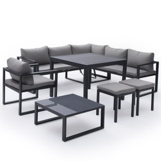 Happy Garden Set Di Mobili Da Giardino Modulari Ibiza In Tessuto Grigio Con 7 Sedute - Alluminio Antracite