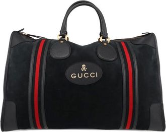 Gucci Web-stripe suede tote bag - Blue