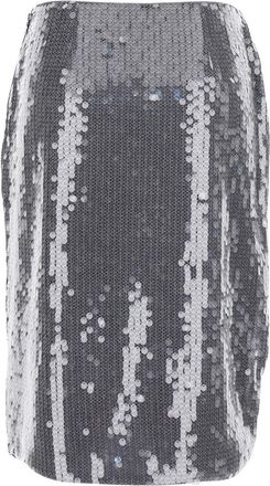 Rotate Womens Grey Sequined Skirt Tech Fabric Recycled Polyester