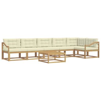 vidaXL Conjunto De Sof&aacute;s De Exterior 7 Pcs Blanco Y Crema Vidaxl