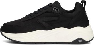 HUB Zwarte Lage Sneakers Glide-w - Dames - Sneakers - Zwart - 43 EU - Leer - Schoenen