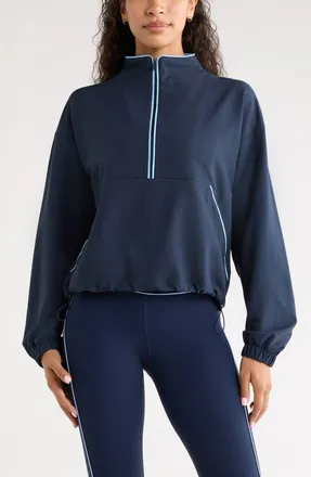 Zella Piped Half Zip Pullover in Navy Sapphire at Nordstrom, Size X-Large