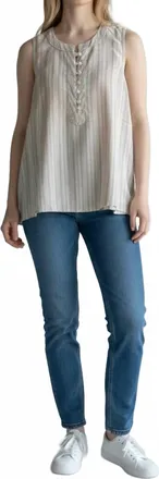 Dylan Sleeveless A-Line Top In Khaki