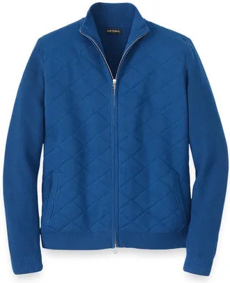 Paul Fredrick Cotton Full Zip Mock Neck Sweater Jacket
