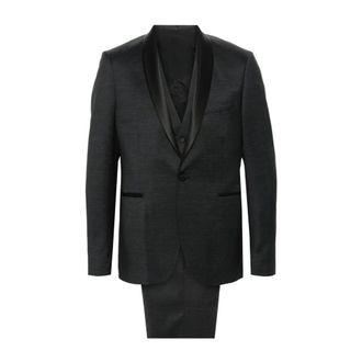 Tagliatore Single Breasted Suits, male, Black, Size: XL Single-Breasted Wool Blend Suit