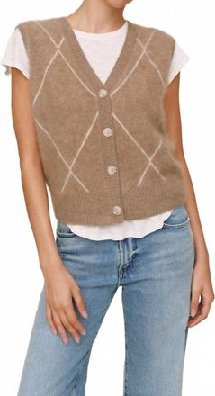 Bella Dahl Womens Cashmere Argyle Vest In Spiced Chai