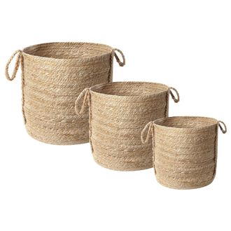 Beliani Beliani - Conjunto De 3 Cestas De Yute Natural Almacenaje Ropa Accesorio Boho Wadh