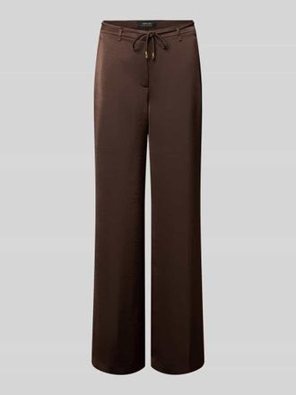 Marc Cain Schimmernde Wide Fit Hose mit Bindeg&uuml;rtel in Dunkelbraun, Gr&ouml;&szlig;e 34