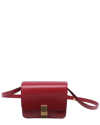 Celine Celine Burgundy Calfskin Leather Classic Box Small Shoulder Bag (Authentic Pre-Loved)