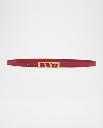 Valentino Garavani VLogo Signature Skinny Calfskin Belt, 15mm