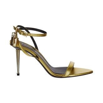 Tom Ford Gold-Tone Lock High Heels - female - Tom Ford - High Heel Sandals - Yellow - 5 1/2 UK - Shoes