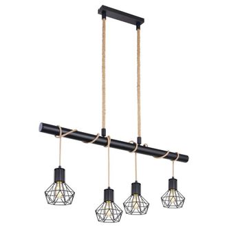 Netlighting Priska Bar Pendant Ceiling Light Matt Black 4x E27