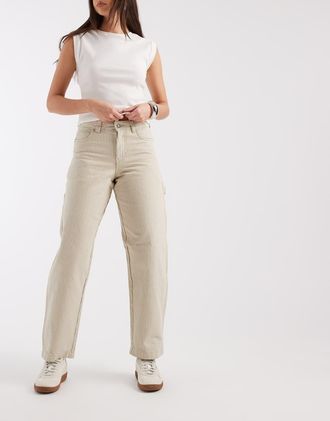 Dickies Pantaloni ampi dritti verdi a righe hickory-Verde