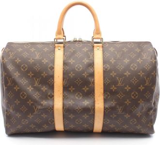 Louis Vuitton Brown Pvc Coated Canvas Leather Boston Bag (Pre-Owned)