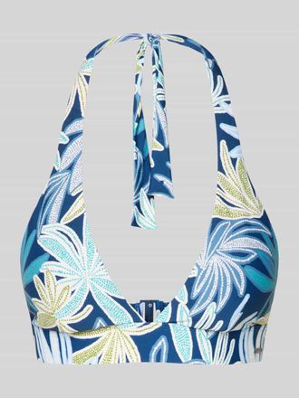 Marc O'Polo Bikini-Oberteil mit Neckholder Modell BOHEMIAN LEAF TRIANGLE in Blau, Gr&ouml;&szlig;e XL