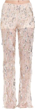 Simona Corsellini broek - Dames - Wijde Broeken - Beige - XS - Broeken