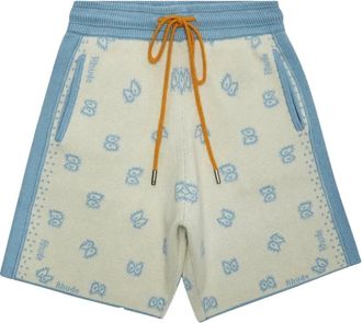 Rhude Short in maglia Banco Stone Blue/Ivory - Toni neutri