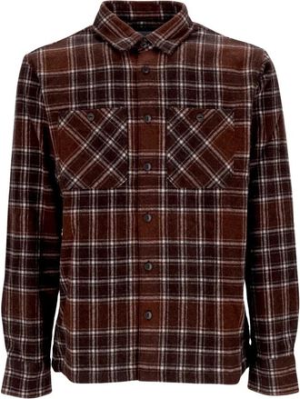 Carhartt Work in Progress Geruit overhemd met lange mouwen en zakken - Heren - Casual Overhemden - Bruin - S - Wol - Overhemden