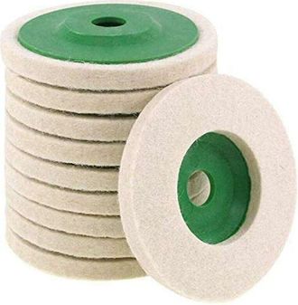 OEM Verde - 10 Discos De Pulido De Fieltro De Lana Para Amoladora Angular, 10 Cm/8 Mm