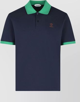 Versace cotton polo shirt contrasting collar short sleeves