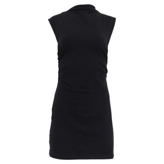 Reformation Mock Neck Mini Dress in Black Cotton