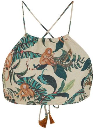 Lygia & Nanny Ilana floral-print bikini top - women - Polyamide/Spandex/Elastane - 36 - Neutrals