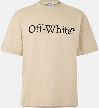 Off-white Mens Off White Bkish Lettering Regular Fit T-Shirt in Brown/Black - Beige - Size X-Small